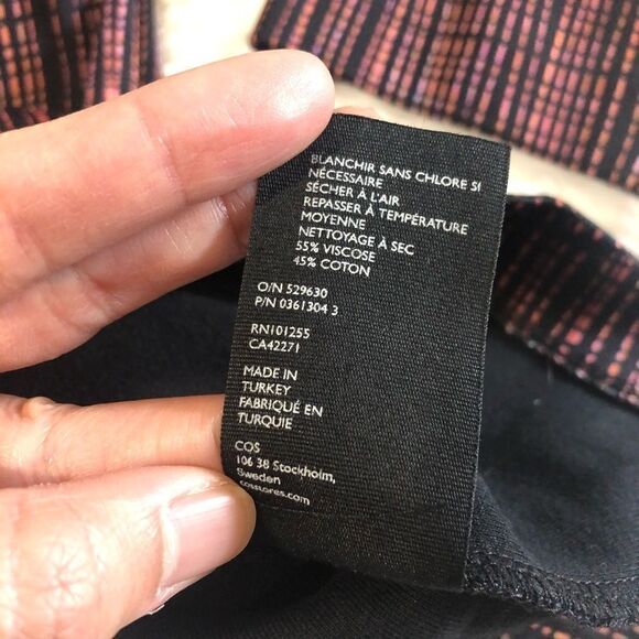 COS Crosshatch Print High-low Split Back Top sz XS - Picture 7 of 9